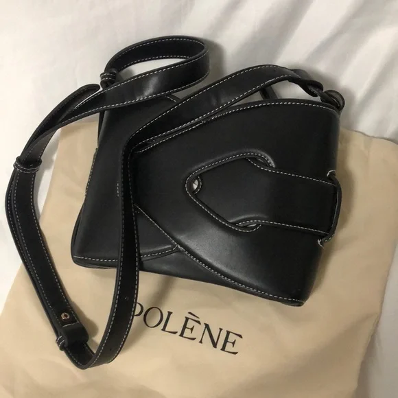 Polene Nodde Smooth Black Shoulder Bag - Picture 2 of 5